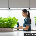수경재배 화분 추천 - A bright and airy modern kitchen features a sleek, minimalist countertop hydroponics garden. Lush, v...